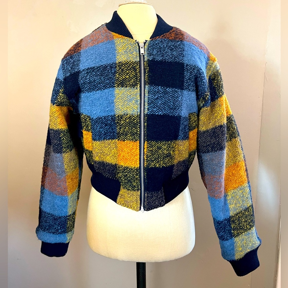 House of Harlow 1960 plaid cropped sweater bomber jacket Jacket Size S